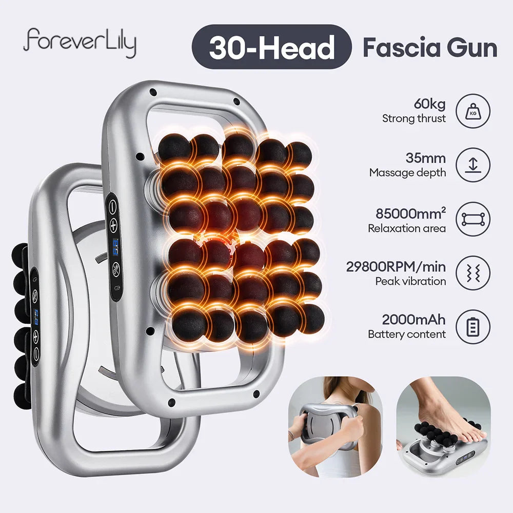 48-Head Body Massage Gun — High-Frequency Vibration Fascia Massager for Neck, Back, Waist, Thigh & Shoulder Muscle Relief