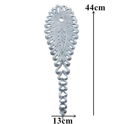 Silver Baroque Sequin Flower Applique – Embroidered Iron-On Patch for Wedding & DIY Crafts