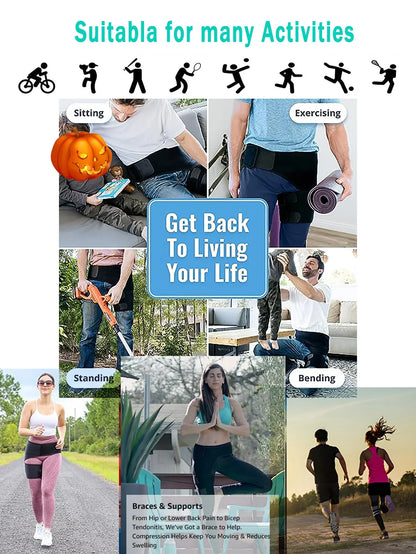 Hip Brace for Sciatica Pain Relief – Compression Support Wrap for Thigh, Hip Flexor Strain, Groin Injury, and Sacroiliac Joint Support