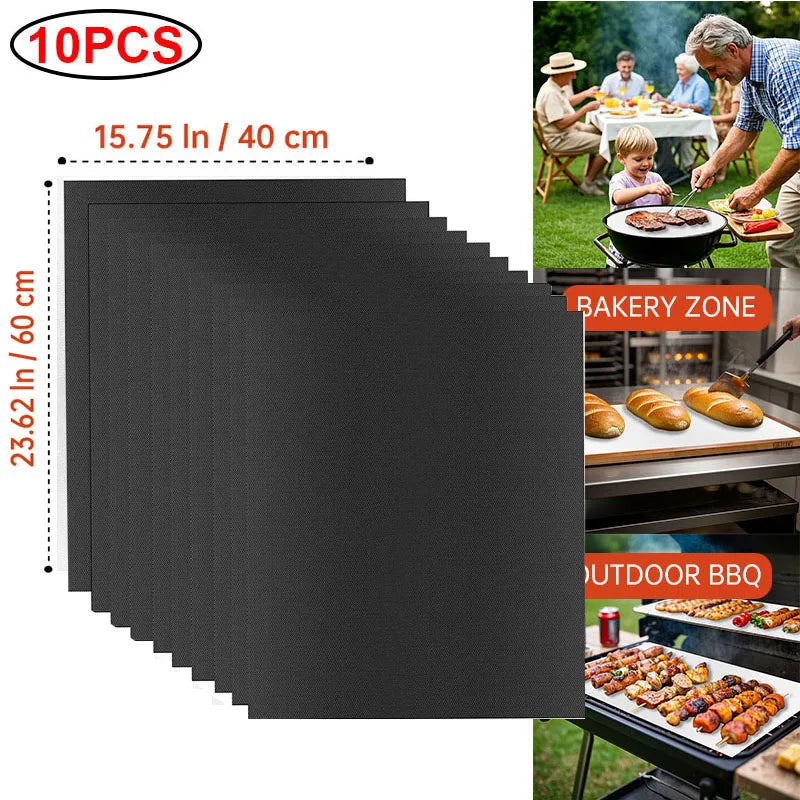 Reusable BBQ Grill & Oven Mat - Non-Stick Heat Resistant Baking Liner for Grilling, Cooking & Oven Protection