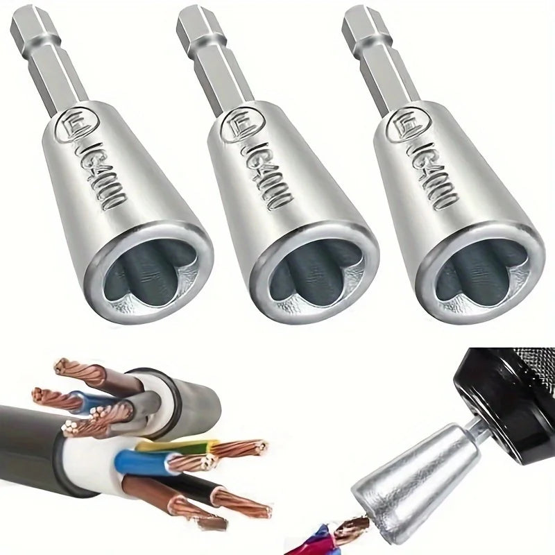 3pcs Wire Twister Tool Set for Drill — Wire Connector & Electrical Wire Nut Twisting Tool