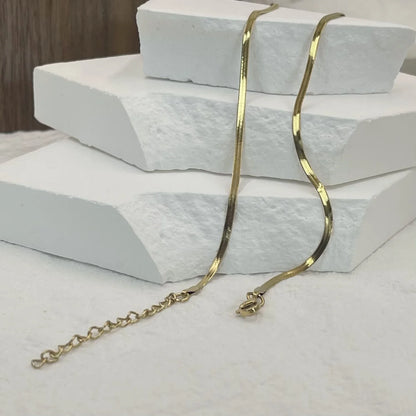 Minimalist Unisex Snake Chain Necklace Choker – Stainless Steel Herringbone Gold Color Fashion Jewelry for Women & Men