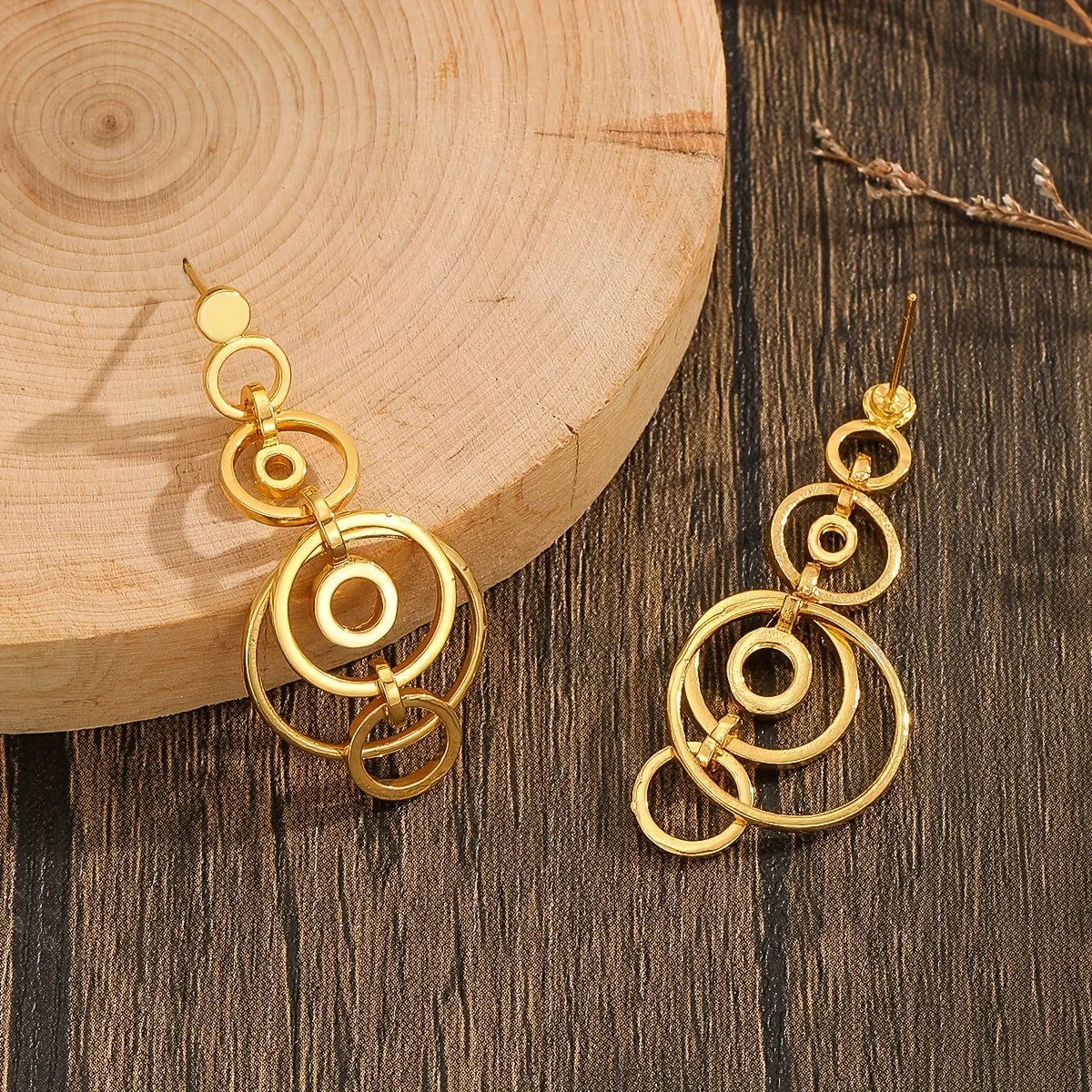 Geometric Gold Hollow Hoop Earrings for Women – Fashion Minimalist Jewelry