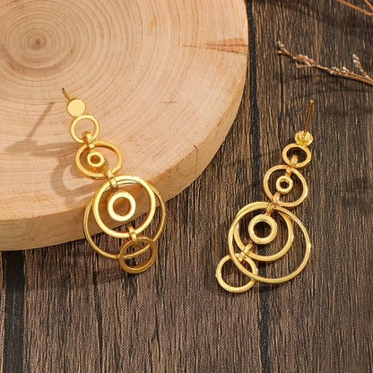 Geometric Gold Hollow Hoop Earrings for Women – Fashion Minimalist Jewelry