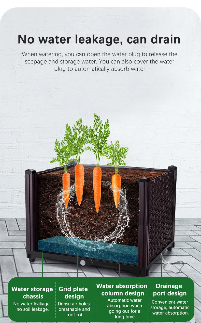 Large Plastic Flower Pot Box – Indoor & Outdoor Planting Container for Vegetables and Garden Decoration