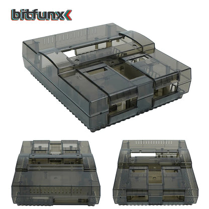 Bitfunx SNES Replacement Shell – Transparent Black Case for Nintendo SNES SFC US Version Retro Gaming Console