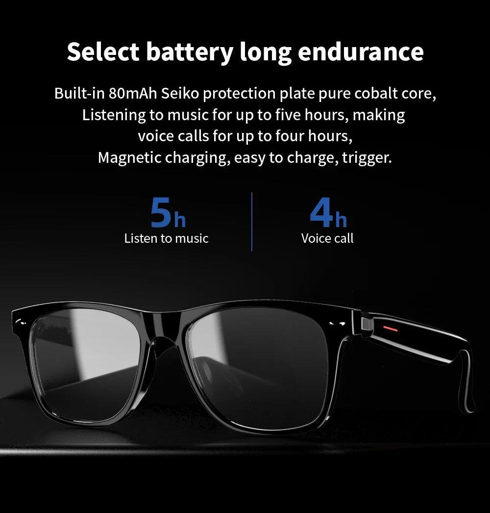 SENBONO E13 Smart Glasses – Blue Light Filtering Polarized Lenses with Audio, Built-in Mic, Speakers, Touch & Voice Assistant