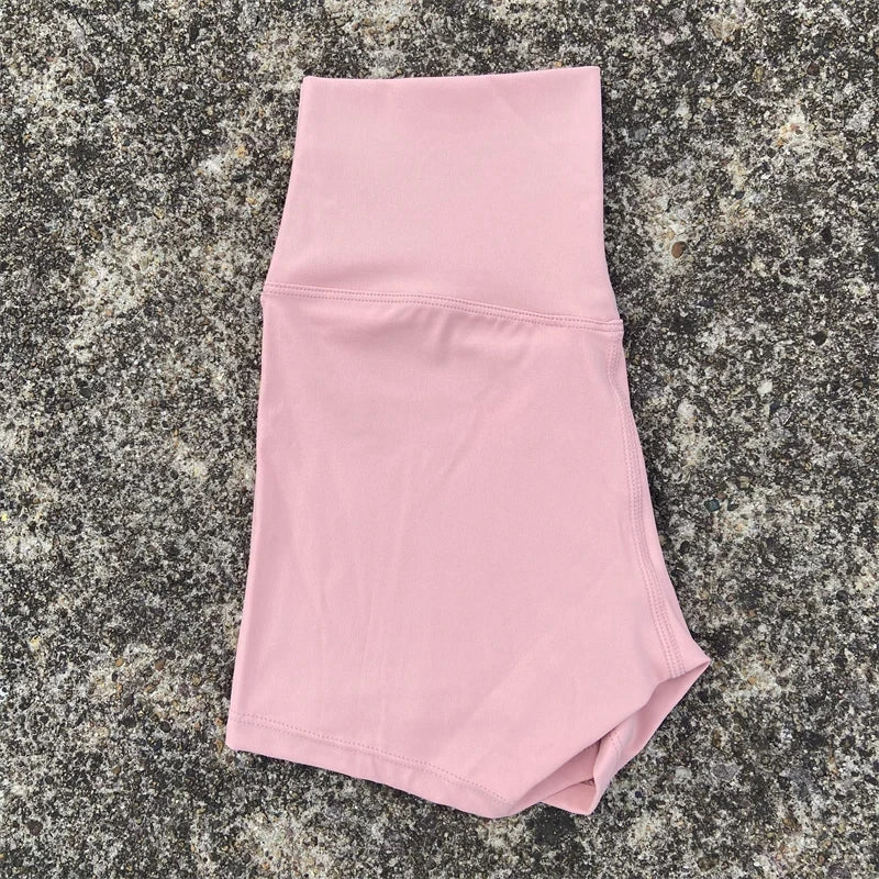 Women's High Waist Athletic Yoga Shorts – Solid Color Squat Proof Fitness Shorts for Running, Cycling & Training