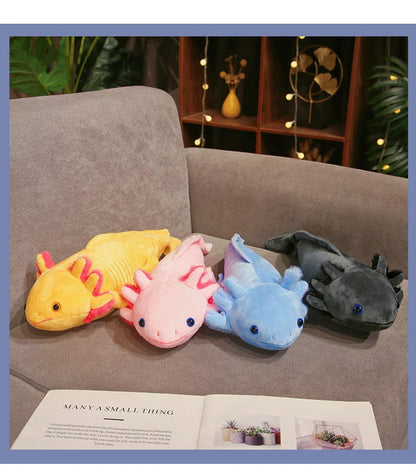 Kawaii Colorful Newt Plush Toy — 23-80cm Cute Axolotl Salamander Stuffed Animal, Fuzzy Long Pillow Cushion for Kids Gift