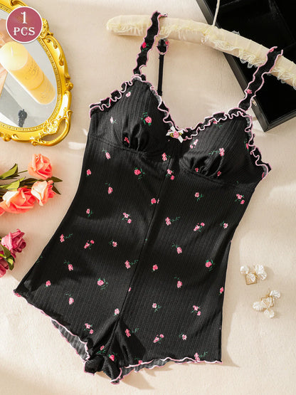 Women’s Sleeveless One-Piece Pajama Jumpsuit — Comfortable Loungewear for Sleep & Casual Wear
