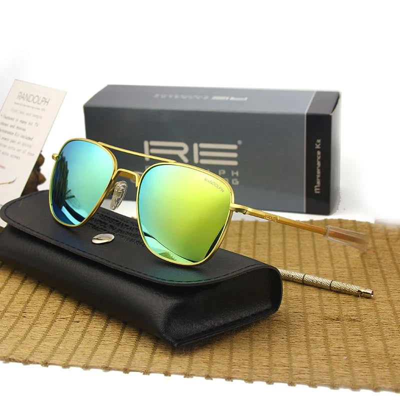 RE Military Aviation Sunglasses — Vintage Titanium Frame Pilot Glasses for Men & Women