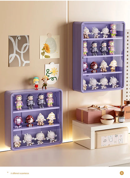 Wall-Mounted Doll Blind Box Storage Rack – Magnetic Suction Figurine Display Cabinet, Dustproof Handheld Box for Collectibles