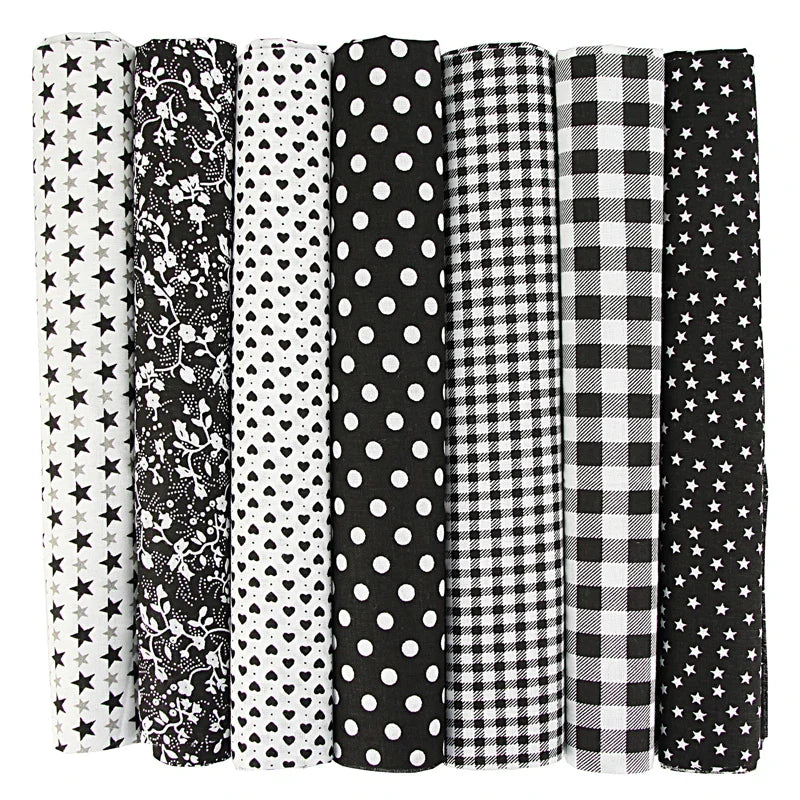 7-Piece 50x50cm Cotton Patchwork Fabric Set – Handmade Sewing Quilting Cloth for Needlework & DIY Crafts