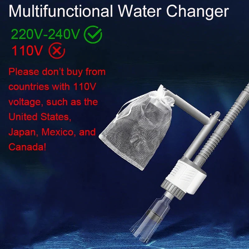 Electric Aquarium Water Change Pump - 30W Fish Tank Gravel Cleaner with Siphon Vacuum Filter for Easy Maintenance