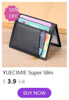 YUECIMIE Super Slim Leather Wallet – Genuine Mini Credit Card Holder, Thin Soft Purse for Men