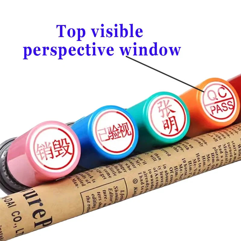 Custom QA/QC Name Ink Stamp – Personalized Self-Inking Calligraphy Signature Stamp for Teachers, Students & School Use