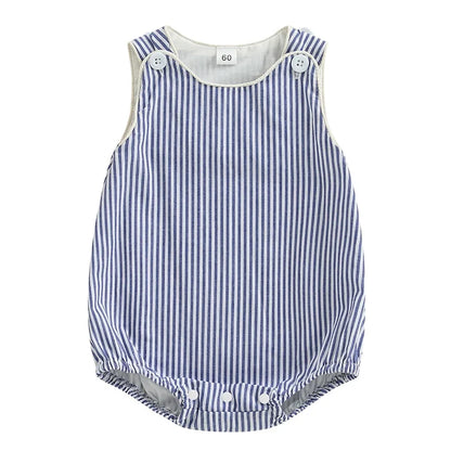 Infant Striped Sleeveless Romper - Baby Snap Closure Summer Jumpsuit