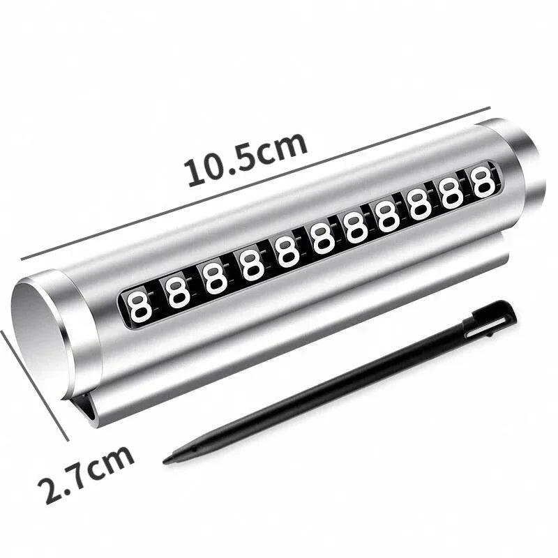 Metal Car Temporary Parking Card – Rotating Phone Number Plate, Aluminum Stickers for Park Stop, Auto Parking Accessories