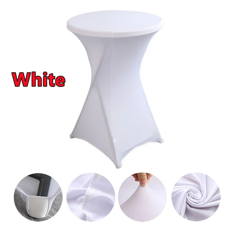 Spandex Round Tablecloth - Stretch Elastic Cocktail Table Cover for Wedding, Party, Hotel & Event Decor