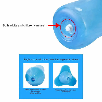 Premium 300ml Nasal Wash Bottle for Adults and Children - Effective Rhinitis Relief with Physiological Saline Solution - Manual Nasal Cavity Cleanser
