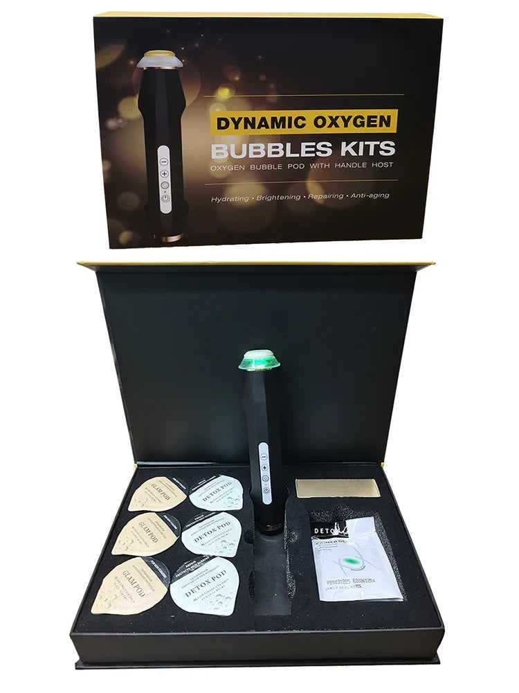 2024 CO2 Bubble Oxygenation Facial Machine — Rechargeable Skin Tightening with Capsules, Pods & Gels Box Set