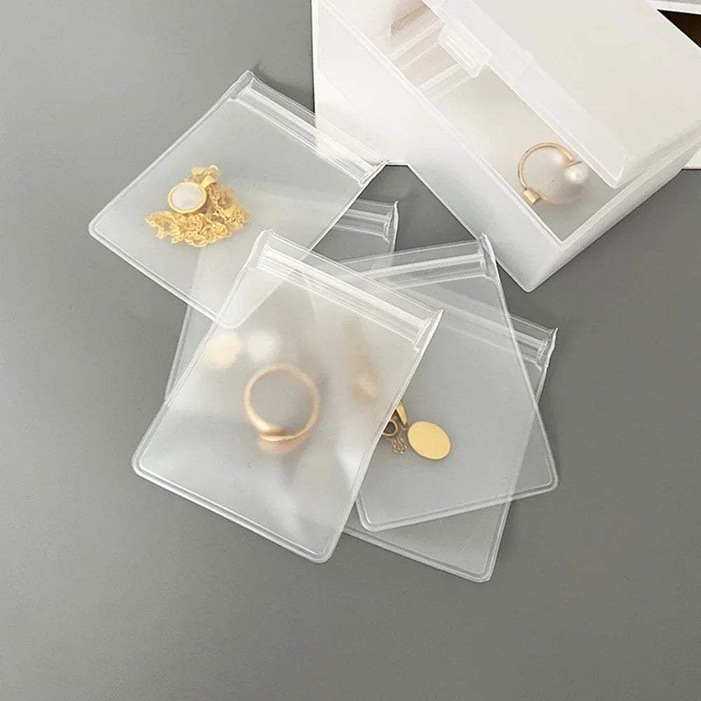 Personalized Transparent EVA Jewelry Zipper Bag – Frosted Plastic Storage Pouch for Ring, Earring, Necklace & Bracelet Packaging