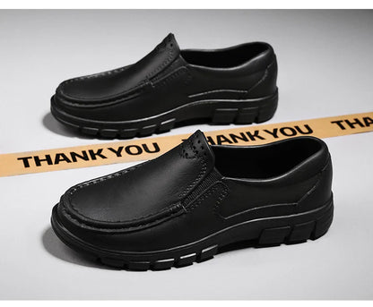 Chef Shoes for Men – Anti-Slip, Oil-Resistant Leather Work Shoes, Plus Size Business Casual with Soft Sole & Comfort