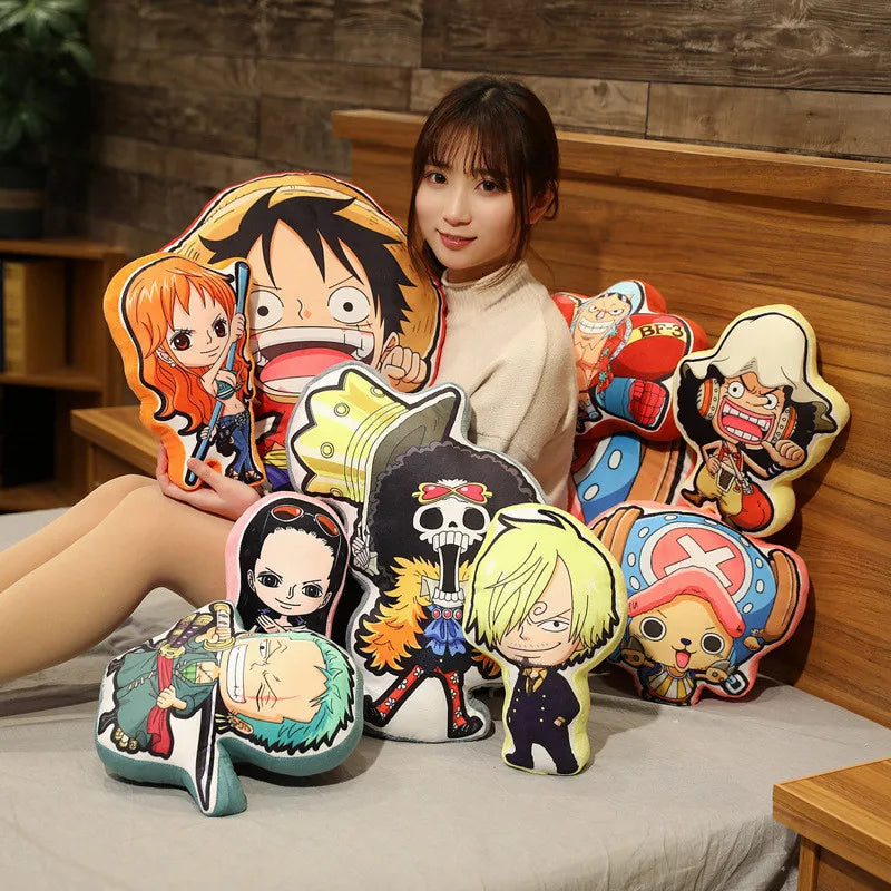 One Piece Anime Pillow – Luffy, Zoro, Sanji, Chopper & Usopp Stuffed Cartoon Cushion Toy, Perfect Birthday Gift