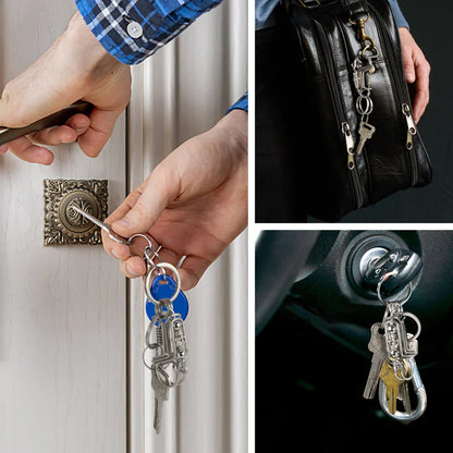 Stainless Steel Skull Keychain — Handmade Matte Round Bead Charm, Mechanical Car Key Ring for Men