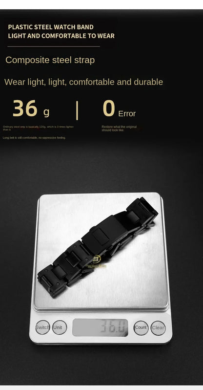 Black Red Lightweight Composite Plastic Steel Watch Band for Casio GW-B5600, DW5600MS, DW6900, GA2100 – Durable Replacement Strap Bracelet