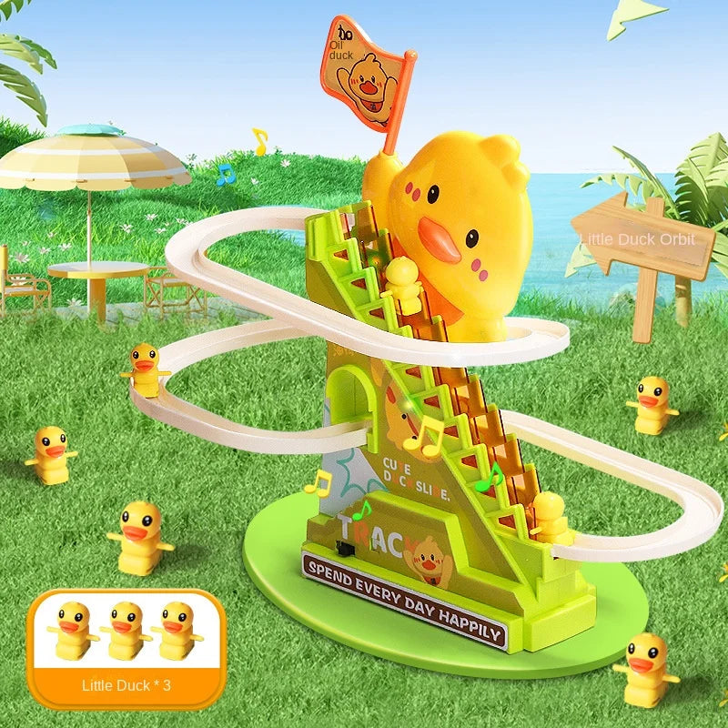 Stair-Climbing Duck Roller Coaster Toy – Flashing Lights & Music Interactive Parent-Child Toy