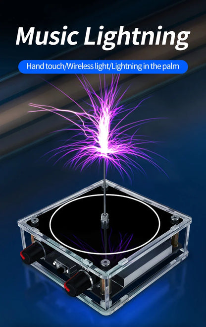 Music Tesla Coil Bluetooth/AUX – Dual Mode Music Box with Touchable Artificial Lightning, Audio Input for Science Experiments