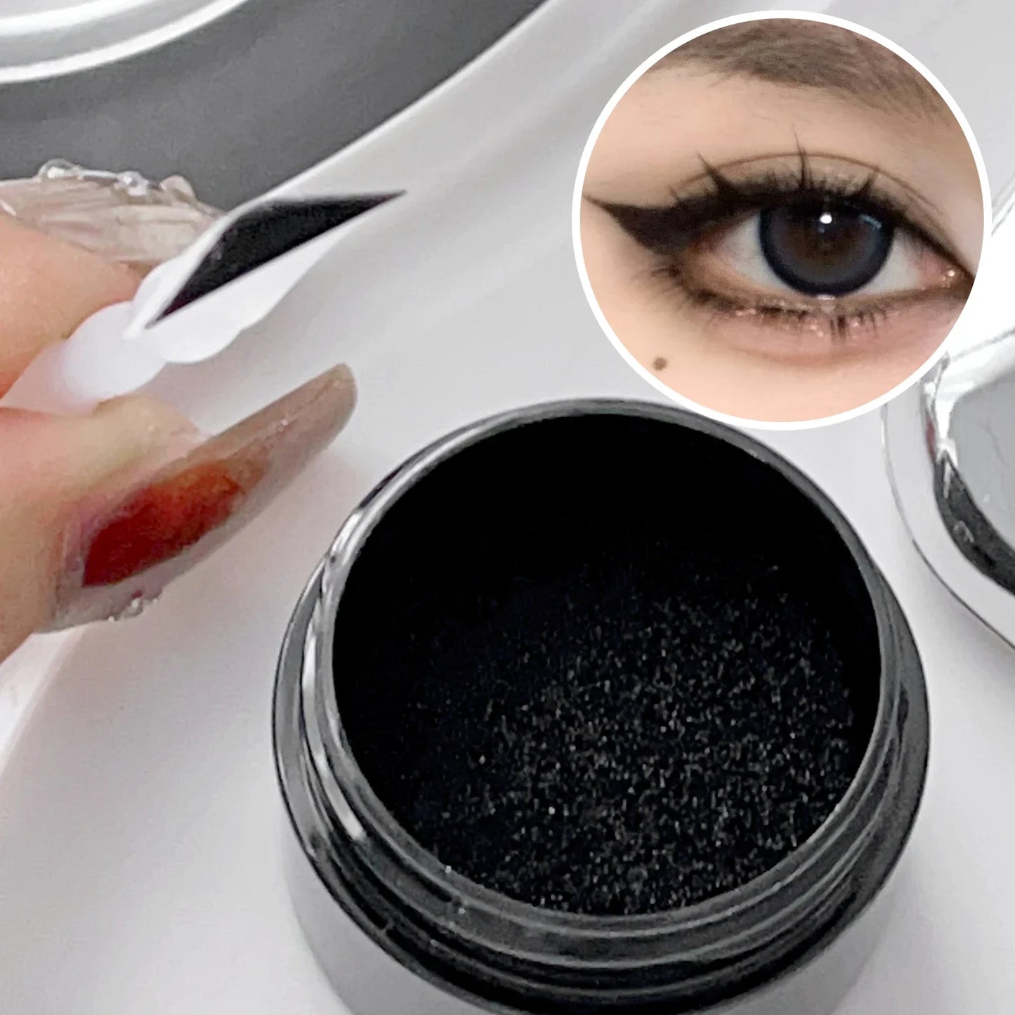 Double-Ended Eyeliner Stamps Set - Long-Lasting Template with Ink for DIY Eye Liner Extension & Makeup Stencils Tools