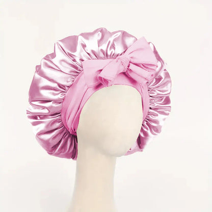 Satin Silk Bonnet – Adjustable Sleeping Hair Bonnet with Tie Band for Women & Men