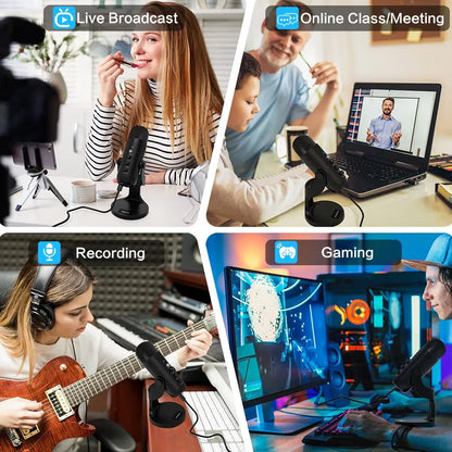 Haomuren USB Microphone for PC & Mac – Condenser Mic for Gaming, Streaming, Recording, with Phone Adapter & Headphone Output