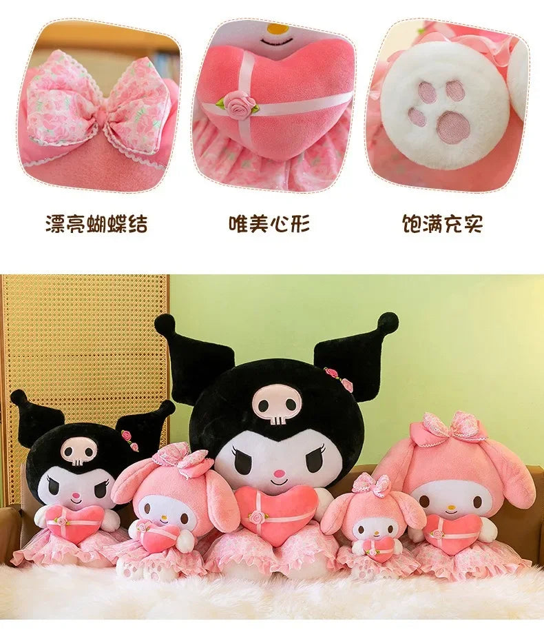 Sanrio Kuromi Plush Toy – 30cm Cinnamoroll & Melody Stuffed Doll, Soft & Comfortable, Valentine's Day & Birthday Gift