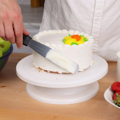 6pcs Cake Decorating Kit: Turntable with 2 Frosting Spatulas & 3 Icing Smoothers - Baking Accessories for Cake Decoration