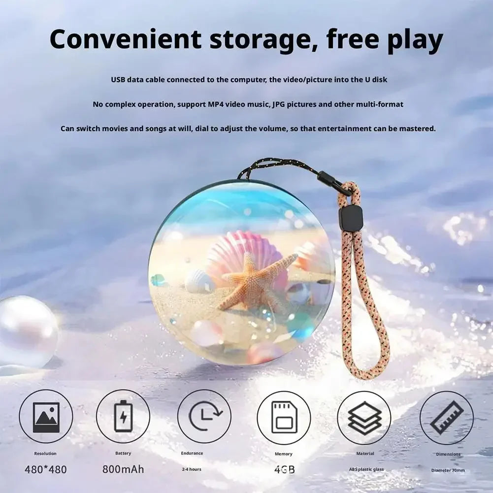 3D Video Crystal Ball — DIY Memory Art Glass Lamp with 2.7" Screen, 4GB Video Player, Spherical Pixel Display, Perfect Gift