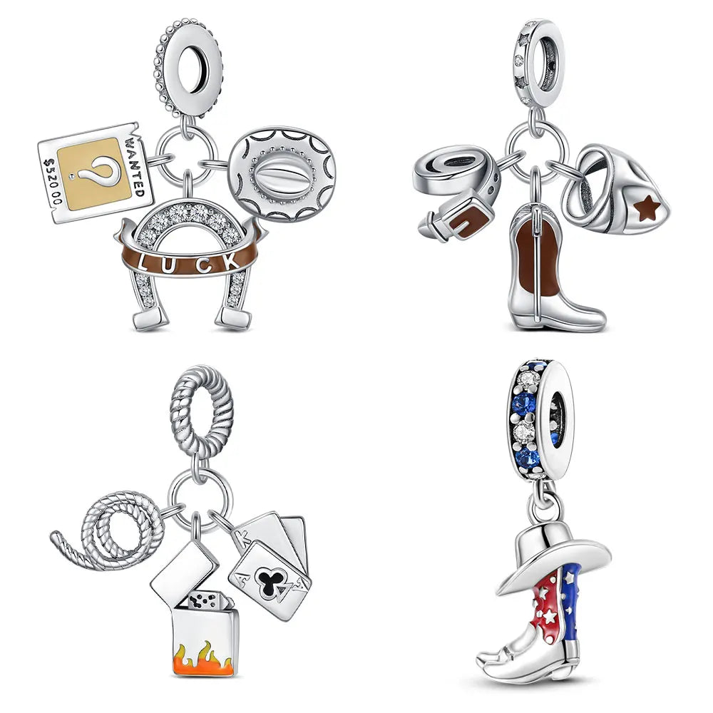 925 Sterling Silver Robot & Sea Turtle Charms Pendant — Moon Bead Bracelet Accessory, DIY Fashion Jewelry Gift for Women