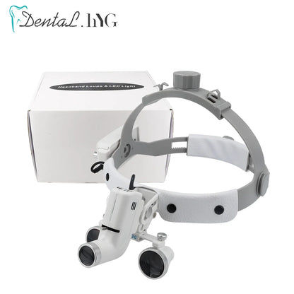 2.5X/3.5X Dental LED Loupes — Adjustable Brightness Spot Headlamp, 5W Surgical Headlight for Dental Lab