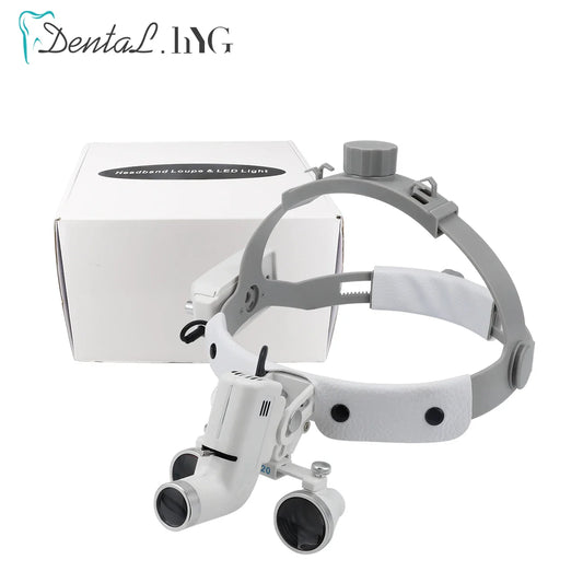 2.5X/3.5X Dental LED Loupes — Adjustable Brightness Spot Headlamp, 5W Surgical Headlight for Dental Lab
