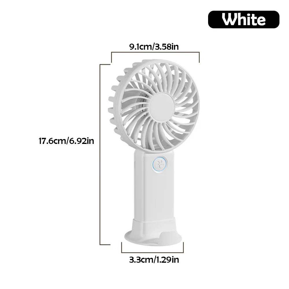 Portable Mini USB Fan – Handheld & Desktop Fan with Phone Holder, 3-Speed Adjustable Wind, Long Battery Life, Multi-Function Cooling Fan