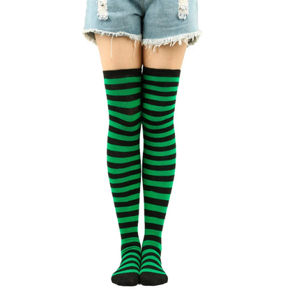 Women's Striped Knee-High Socks – Anime Cosplay Thigh-High Stockings for Girls & Women