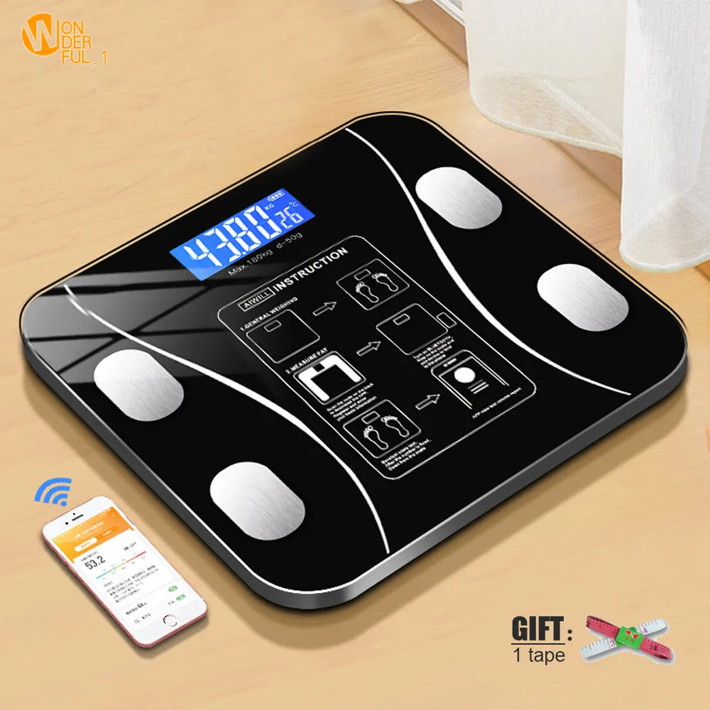 Smart Bluetooth Body Composition Scale: Wireless Digital Bathroom Weight Analyzer with Smartphone App