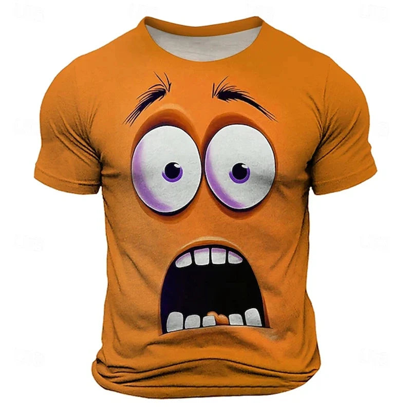 3D Funny Face T-Shirt - Men's Summer Casual Short Sleeve O-Neck Loose Streetwear Tee