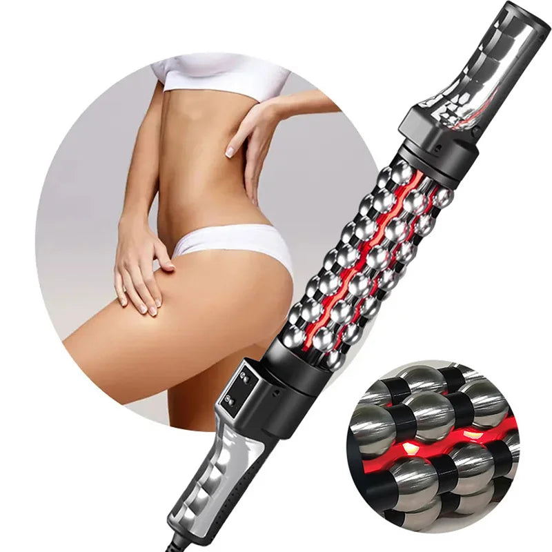 Red Light Heated Massage Device – 360 Rotating Muscle Relaxation Roller for Full Body & Anti-Cellulite Treatment