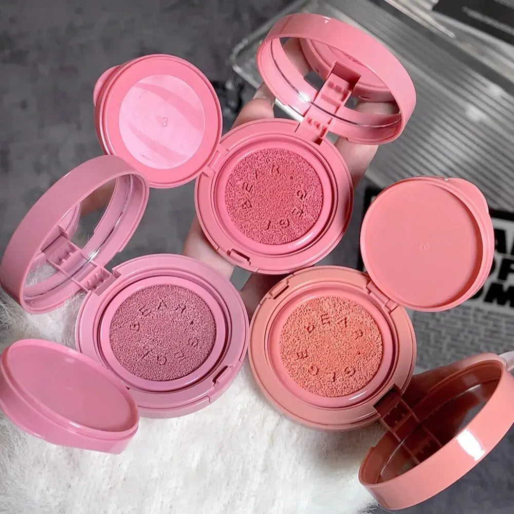 Gege Bear Cushion Blush with Powder Puff – Long-Lasting Blendable Cream Blusher Makeup