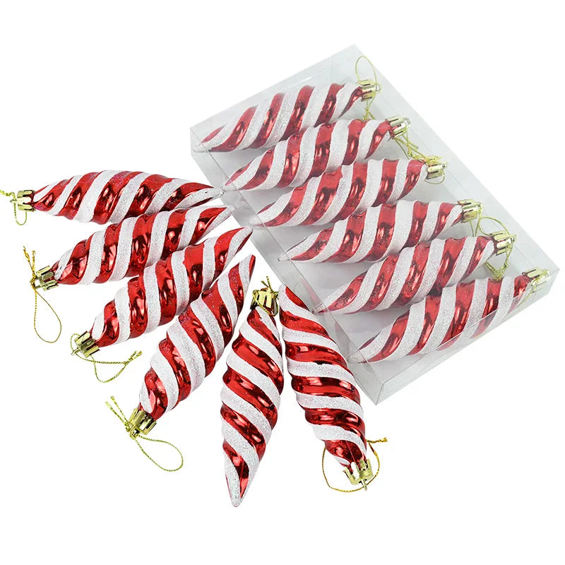 6PCS Christmas Candy Cane & Lollipop Hanging Ornaments – Festive Tree Pendants for Home Holiday Decor