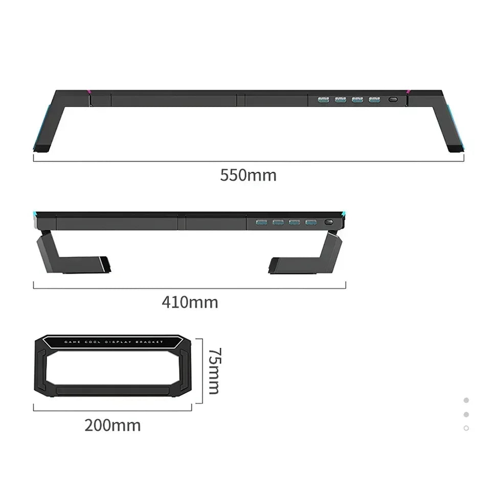 Hot Sell Aluminum PC Monitor Stand with 4 USB Ports & Keyboard Storage – Laptop Stand with USB 3.0 Fast Charging