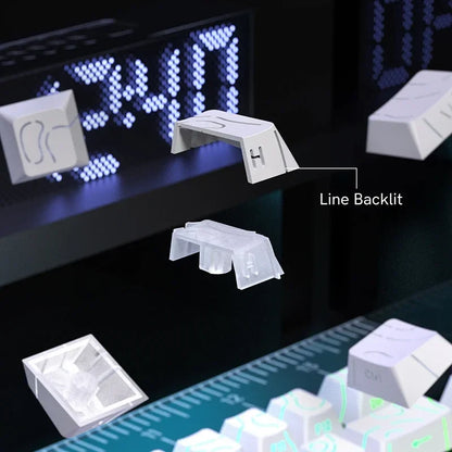 Topographic Keycaps 4.0 Version - 98 Key PBT Cherry Profile Shine Through Side Print Backlit Mechanical Keyboard Caps